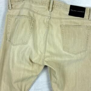 Ralph Lauren Black Label Straight Jeans Mens 34x34 (36x34) Tan Button Fly Preppy